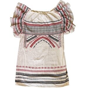 Zara embroidered off shoulder cotton dress small